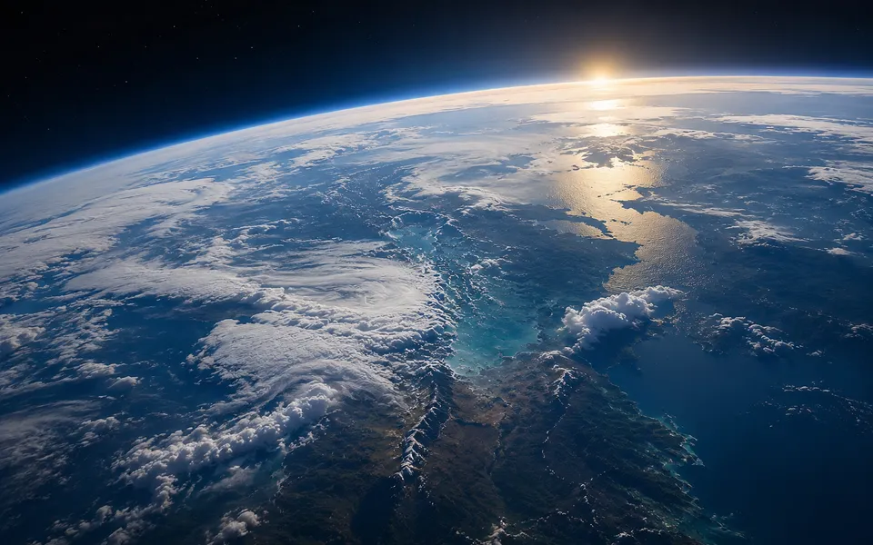 Orbital Earth view representing global warming and Earth system change